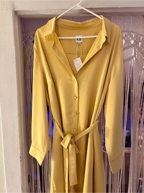 Hilary MacMillan Belted Yellow Blouse Dress